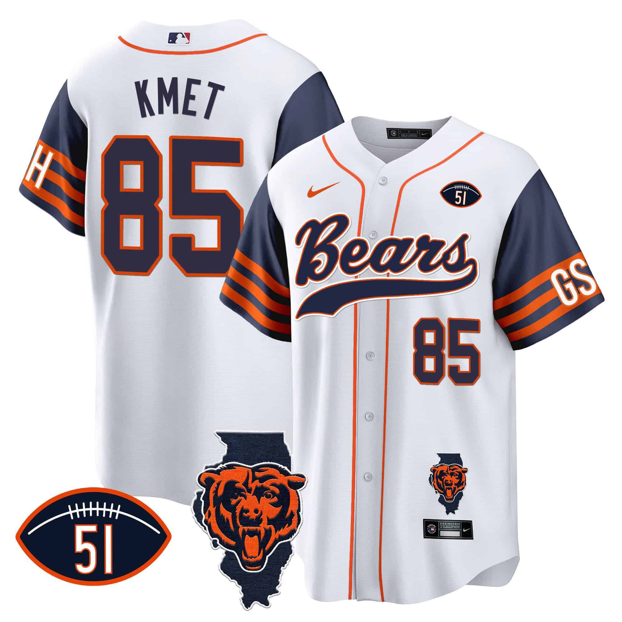 Men Chicago Bears #85 Kmet White 2024 Nike Patch Baseball NFL Jersey style 1->indianapolis colts->NFL Jersey